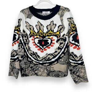 Aldo Martins Anthropologie NWOT Aino Wool Heavy Crewneck Printed Sweater Small